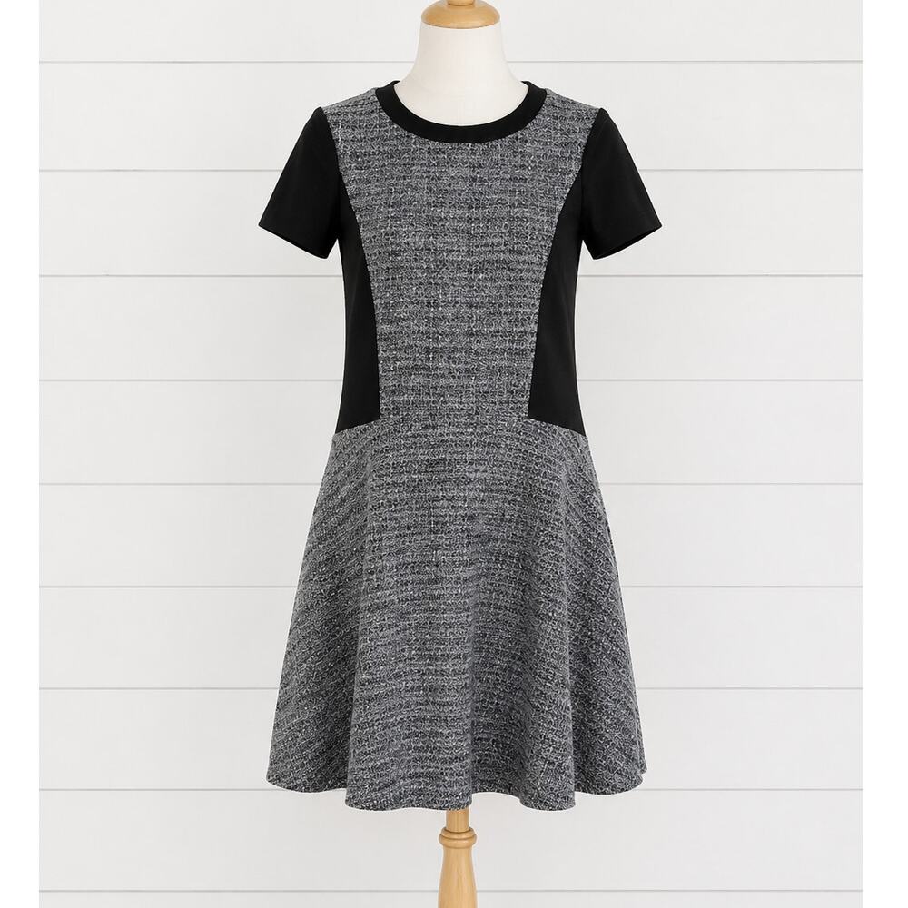 Madewell Textured Tribune Tweed Mini Dress Mixed Media Gray Black Small 6